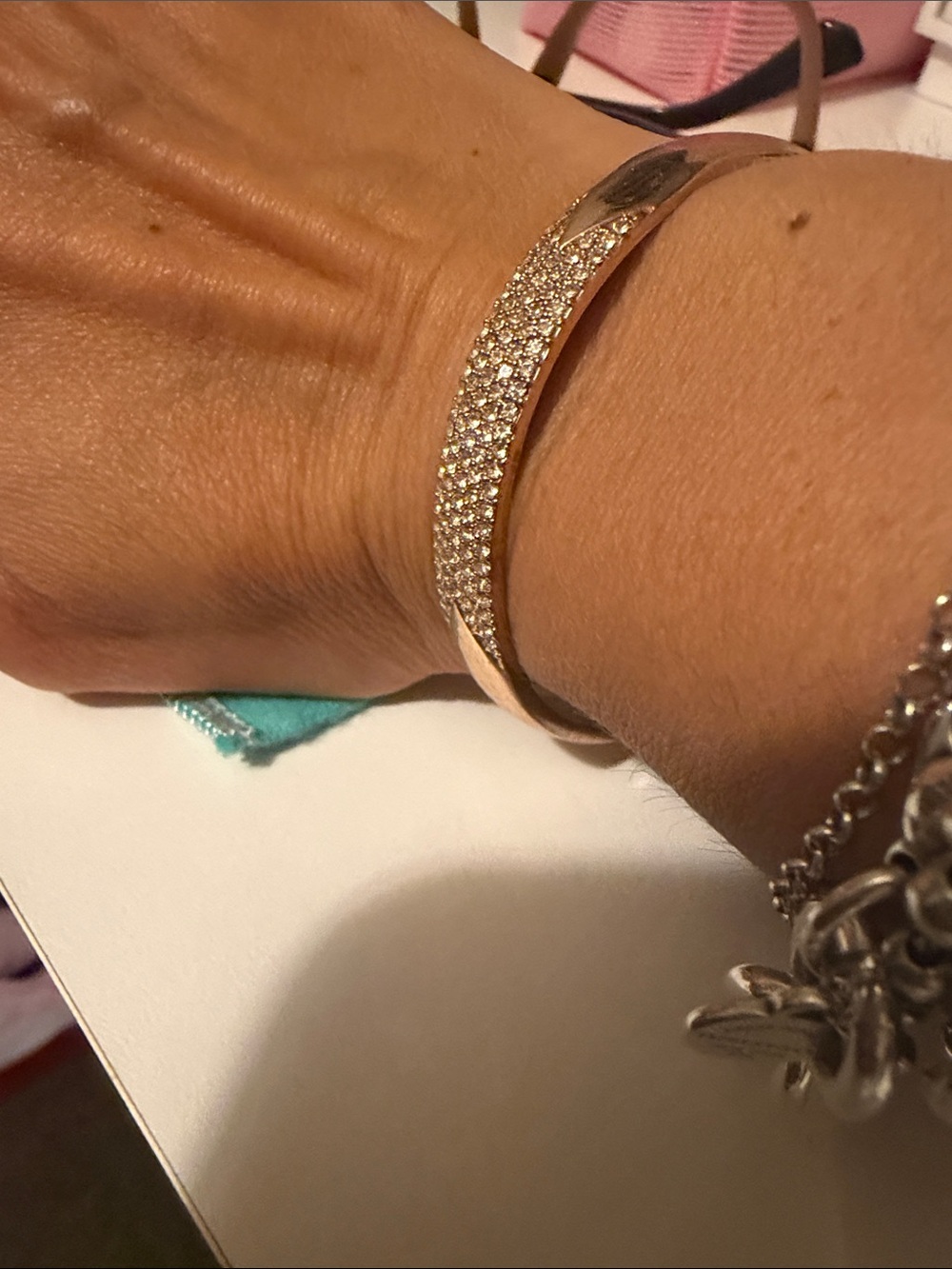 Gold Crystal Pavé Bangle Bracelet - Women Jewelry
